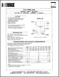 S1A datasheet: 50 V, 1.0 A  surface mount rectifier S1A