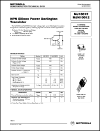 MJ10012 datasheet: NPN Silicon Power Darlington Transistor MJ10012