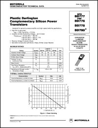 BD776 datasheet: Plastic Darlington Complementary Silicon Power Transistors BD776