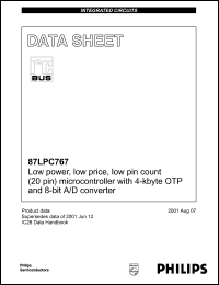 S87LPC767HD datasheet: 20 MHz, 5V low power, low price, low pin count  microcontroller S87LPC767HD