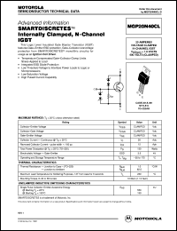 MGP20N40CL datasheet: SMARTDISCRETES Internally Clamped N-Channel IGBT MGP20N40CL