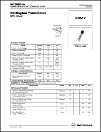 BC517ZL1 datasheet: Darlington Transistor NPN BC517ZL1