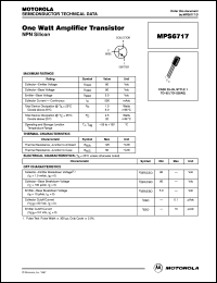 MPS6717RLRA datasheet: One Watt Amplifier Transistor NPN MPS6717RLRA