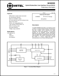 MH88500 datasheet: Hybrid subscriber line interface circuit. For PABX, intercoms, key systems MH88500