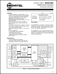 MT89760BN datasheet: 0.3-7.0V; 40mA; T1/ESF framer & interface circuit. For DS1/ESF digital trunk interfaces MT89760BN