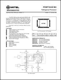 PDSP16330MC datasheet: Pythagoras processor. For figital signal processing, digital radio, radar processing, sonar processing, robotics PDSP16330MC