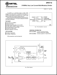 SP8714IGMPAS datasheet: 2.7-5.25V; 2100MHz very low current multi-modulus divider. For cellular telephone, cordless telephone SP8714IGMPAS