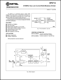 SP8714IGMPAC datasheet: 2.7-5.25V; 2100MHz very low current multi-modulus divider. For cellular telephone, cordless telephone SP8714IGMPAC
