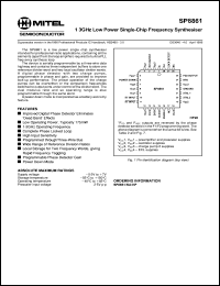 SP8861 datasheet: 0.3-7.0V; 1.3GHz low power single-chip frequency synthesiser SP8861