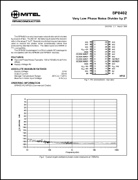 SP8402 datasheet: 6.5V; 20mA; very low phase noise divider by 2n SP8402