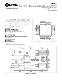 VP216ACGHP1S datasheet: 0.3-7.0V; dual 90MHz 6-bit analog to digital converter. For satellite decoders VP216ACGHP1S