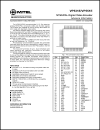 VP531E datasheet: 5V NTSC/PAL diigtal video encoder. For digital cable TV, diigtal satellite TV, multi-media VP531E