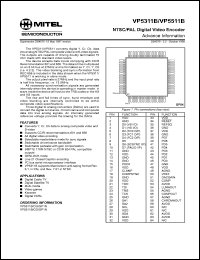 VP5311GP1N datasheet: 5V NTSC/PAL diigtal video encoder. For digital cable TV, diigtal satellite TV, multi-media VP5311GP1N