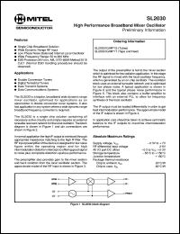 SL2030IG datasheet: 0.3-7.0V; high performance broadband mixer oscillator. For double conversion tuners, digital terrestrial tuners SL2030IG