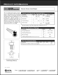 1A358 datasheet: 20V; 1300/1550mm high-performance PIN; for datacom, telecom, general purpose 1A358