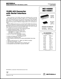 MC145051P datasheet: 10-bit A/D converter with serial interface, conversion time: 44 us MC145051P