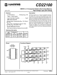 CD22100F datasheet: CMOS 4 x 4 crosspoint switch with control memory high-voltage type (20V rating) CD22100F