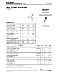 MPSA44 datasheet: High Voltage Transistor NPN MPSA44