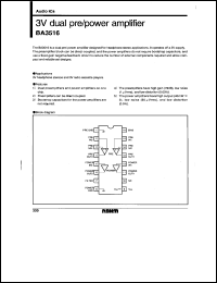 BA3516 datasheet: 3V dual pre/power amplifier for radio cassette players BA3516