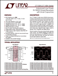 LT1134ACN datasheet: Advanced low power 5V RS232 4-drivers 4-receivers with small capacitors LT1134ACN