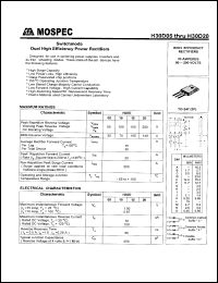 H30D15D datasheet: Dual high efficiency power rectifiers, 30A, 150V, 50ns H30D15D