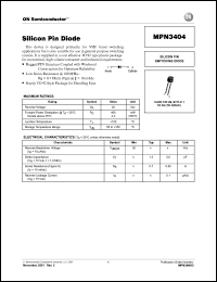 MPN3404 datasheet: Silicon PIN switching diode for VHF band switching applications MPN3404