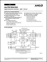 AM79C30AJC datasheet: Digital subscriber controllerTM circuit AM79C30AJC