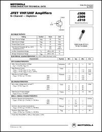 J310 datasheet: JFET VHF/UHF Amplifiers J310