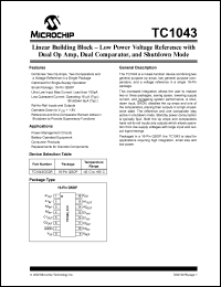 TC1043CEQR datasheet: Linear building block  low power voltage reference with dual operational  amplifier, dual comparator, and shutdown mode TC1043CEQR