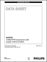 AU5783D datasheet: 12 V, J1850/VPW transceiver with supply control function AU5783D