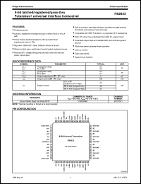 FB2033BB datasheet: Vcc=5V+/-10% , 8-bit latched/registered/pass-thru Futurebus+transceiver FB2033BB