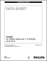 PCK857DGG datasheet: 50-150 MHz  differential 1:10 SDRAM clock driver PCK857DGG