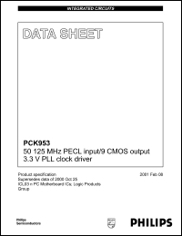 PCK953BD datasheet: 50-125 MHz  RECL input/9 CMOS output 3.3V PLL clock driver PCK953BD