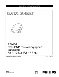 PEMD9 datasheet: 50 V, 100 mA, NPN/PNP resistor-equipped double transistor PEMD9