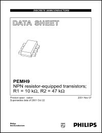PEMH9 datasheet: 50 V, 100 mA, NPN resistor-equipped double transistor PEMH9