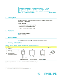 PHB45N03LTA datasheet: 25 V, N-channel enhancement mode field-effect  transistor PHB45N03LTA