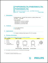 PHD55N03LTA datasheet: 25 V, N-channel enhancement mode field-effect  transistor PHD55N03LTA