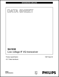 SA1638BE datasheet: 70-400 MHz, low voltage IF I/Q transceiver SA1638BE