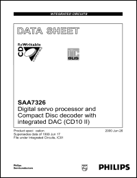 SAA7326H datasheet: 3.3 V, digital servo processor and compact disc decoder SAA7326H