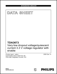 TDA3673AT datasheet: Very low dropout voltage/quiescent current 3.3V  voltage regulator with enable TDA3673AT