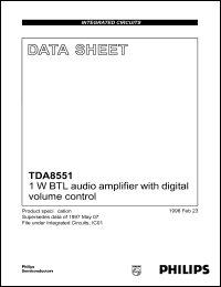 TDA8551 datasheet: 1 W BTL audio amplifier TDA8551