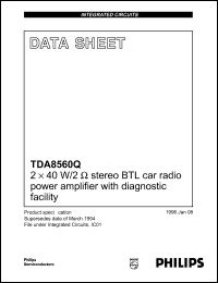 TDA8560Q datasheet: 2 x 40 W/2 stereo BTL car radio power amplifier TDA8560Q