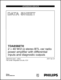 TDA8566TH datasheet: 2 x 40 W/2 stereo BTL car radio power amplifier TDA8566TH