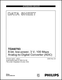 TDA8793HL datasheet: 3 V, low power, 100 Msps 8-bit analog-to-digital converter TDA8793HL