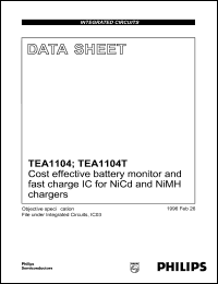 TEA1104 datasheet: 11.5 V, cost effective monitor and fast charge ICs for NiCd, NiMH charger TEA1104