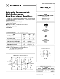 MC1458DR2 datasheet: Dual Operational Amplifier, Internally Compensated MC1458DR2