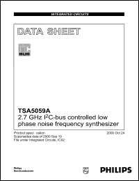 TSA5059ATS datasheet: 2.7 GHz I2C-bus controlled  low phase noise frequency synthesizer TSA5059ATS