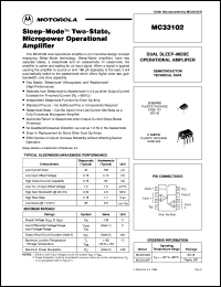 MC33102D datasheet: Sleep-Mode Two-State, Micropower Operational Amplifier MC33102D