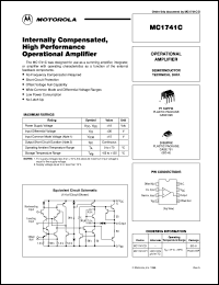 MC1741CP1 datasheet: Internally Compensated, High Performance Operationa Amplifier MC1741CP1