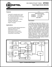 MT8982AE datasheet: 6.0V; 100mA; small digital switch (MiniDX). For cost sensitive digital switching applications; diigtal key telephone systems MT8982AE